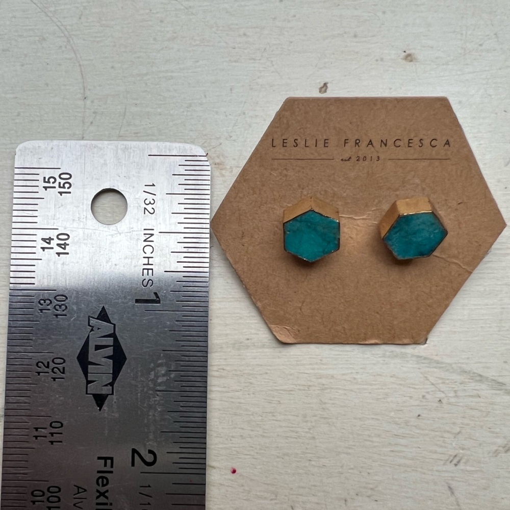Leslie Francesca Hexagon Turquoise Earrings